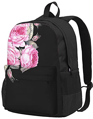 KoNsev Pink Flowers Laptop-Rucksack – stilvoll, langlebig und bequem, Schwarz , One size