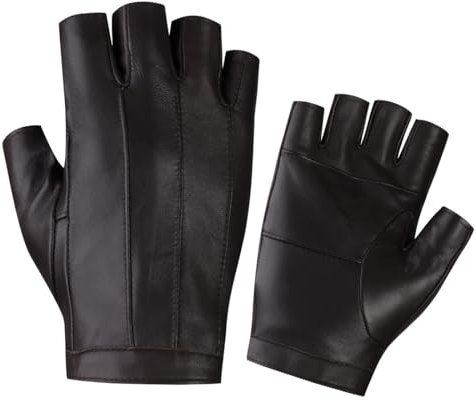 Harssidanzar Fingerlose Fahrhandschuhe Outdoor Sport Half Finger Handschuhe für Damen KL028EU,Braun,Größe S