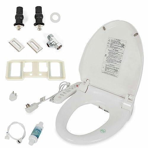Bidet Einsatz für Toilette, Elektrisch Gewärmter Sitz WC Bidet Sitz Intelligent Dusch Toilettensitz m/Bidet, Aufsatz mit Düse, Einstellbarem Wasserdruck-Leicht zu reinigen