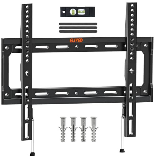 ELIVED Soporte de pared fijo para TV para la mayoría de televisores planos y curvos de 26 a 60 pulgadas, soporte universal ultra delgado para TV, máx. VESA 400 x 400 mm, soporta hasta 45 kg, EV3035
