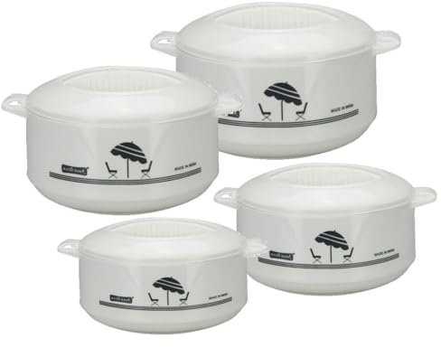 Hot Pot Insulated Food Warmer Casserole Serving Dish Warmer With Lid Storage Container Thermal Round (White 2500ML)