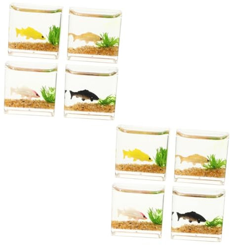 TOYANDONA 8 STK Puppenhaus Bücher Miniatur Fischglas Miniatur-szenendekor Miniatur-szenenrequisite Puppenhauszubehör Mini-hausdekoration Kleine Spielzeuge Modelle Aquarium Plastik Koi-Panzer