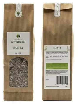 Tisana Salvia 200 grammi - Erboristeria Simoncelli - Infuso Digestivo Naturale con Foglie di Salvia per Alleviare Disturbi Ovarici e Sudorazione Eccessiva