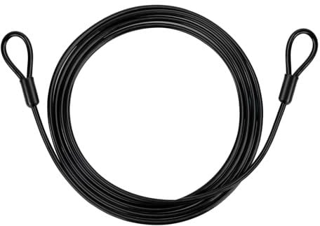 GUNGY Cavo Antifurto per Biciclette Cavo di Sicurezza Bici in acciaio 2M di Lunghezza 4mm Spessore con Rivestimento in PVC per Lucchetti Lucchetto a U o Disco Nero