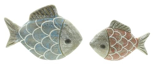 FRANK FLECHTWAREN Fisch Berti & Bella, 2er Set, Holz, beidseitig bemalt Maße: Höhe 7 cm, 9 cm
