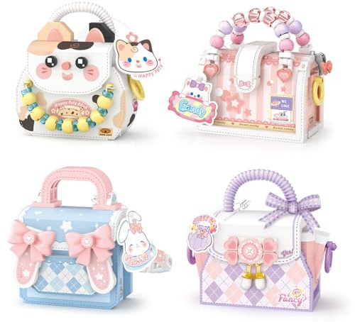 MEIEST Mini Süß Handtasche Bausteine Set,Nette Tier Süßigkeiten Handtasche Sammlung BAU Ziegel Spielzeug (4 in 1)