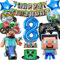 Geburtstagsdeko Jungen Deko Geburtstag Junge 8 Jahre Kindergeburtstag deko Geschenk Junge 8 Jahre Birthday Decorations mit Happy Birthday Girlande, Cake Topper und Folienballon