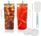 Glass Cups with Bamboo Lids and Straws - 600 ml Tumbler With Handle - 2 Pack Mason Jar with Lid and Straw - Wide Mouth Reusable Drinking Glasses - Boba Cup Smoothie Tumbler Iced Coffee Cup Travel Mug