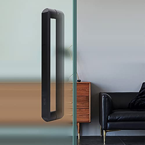 AEGCAOJH Maniglie per Porta Scorrevole bifacciale Quadrata Moderna con Finitura Nera Opaca, Maniglia per Porta in Vetro Interna ed Esterna, Dimensioni: 37 x 35,4