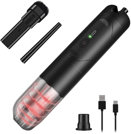 KACNON 10000-15000PA Handstaubsauger & 50000-90000 U/min Elektrische Staubgebläse 2 in 1, Auto Staubsauger und Elektrische Druckluftspray (2 Gang, 120W, 8000mAh Akku) für Tastatur, PC, PS5