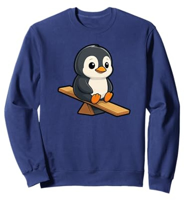Cute Penguin on Seesaw Playground Fun Cartoon Sweatshirt