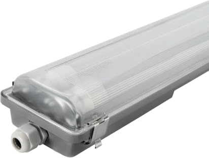 Ledvion pantalla estanca Doble 2x120cm 2x18W 185lm/W 6500K IP65 con tubo | Starter LED incluido para sustitucion rapida en garaje taller y sotano