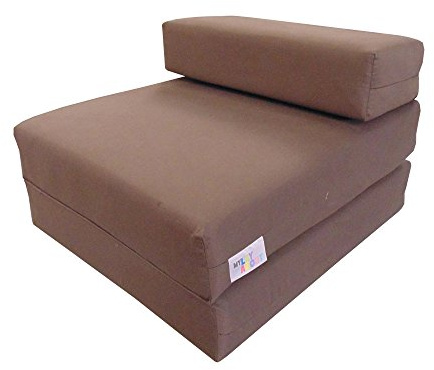 MyLayAbout Kids Z Bed - Memory Foam Chair bed & Fold up Mattress | Available in 11 colours. Perfect for childrens sleepovers, reading corners or gaming. (Brown, one size)