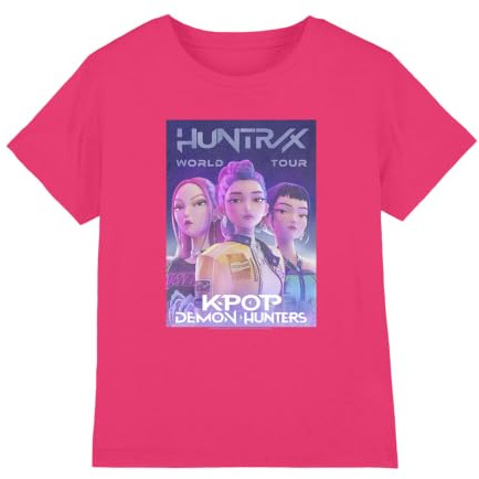 Kpop Demon Hunters Unisex Kids K-pop Demon Hunters - Huntrix Huntr/X World Tour Billboard Kids T Shirt T-Shirt (Pack of 1)