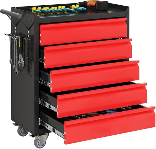Heavy-Duty Rolling Tool Box Organizer with Drawer Liners, Durable Storage Solution for Garage, Workshop, and Warehouse