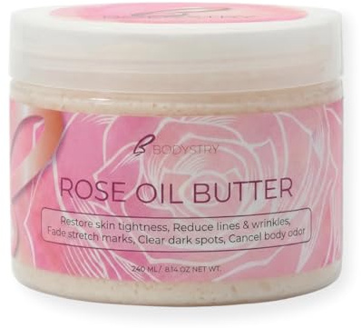 Firming Body Butter with Rose Oil, Shea and Cocoa Butter for Stretch Marks, Loose Skin, Wrinkles & Dark Spots – Deep Hydration, Non-Greasy Formula – 10.14 oz / 300 ml