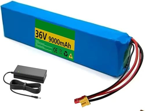 Caimcie 36V 9Ah Electric Scooter Battery, Electric Bicycle Battery, Electric Bike Lithium Battery, with Charger XT30+JST