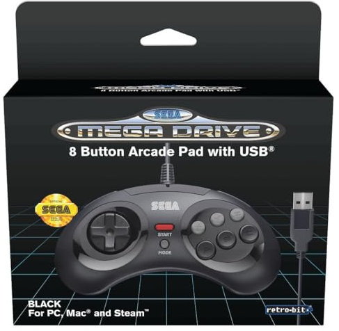 SEGA Mega Drive manette filaire 8 boutons - noir