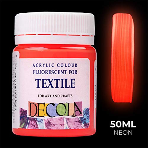 Decola | Rosso Fluo | Colori per Tessuti Permanenti | Pittura Fluorescente Facile da Usare | Professionali da Nevskaya Palitra
