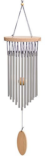 SuninYo Windspiel für den Außenbereich, 22 Röhren, Windspiel mit S-Haken, ein hochwertiges Geschenk für Garten, Terrasse, Balkon und Innendekoration, Silber