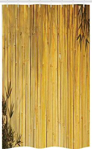 ABAKUHAUS bambù Tenda da Doccia Stalla Legno della Natura Foglie Gambi, Set per Il Bagno in Tessuto con Ganci, 120 cm x 180 cm, Giallo