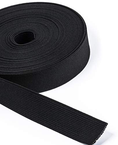 2 Meter Hochwertiges Elastikband, Hosenband, Gummiband, Flachgummi, elastisches Band - schwarz - 25mm