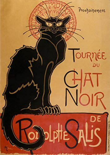 Le Chat Noir Poster von Théophile Alexandre Steinlen Schwarze Katze Poster ikonisches graphisches Design Poster französische Kunst französische Poster Wohnzimmer Kunst (48 x 75cm)