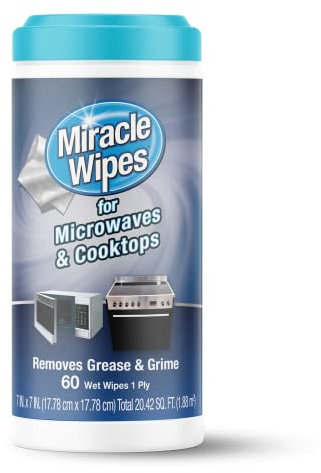 MiracleWipes Pour micro-ondes et plaques de cuisson, élimine facilement l'accumulation de nourriture et de crasse, nettoyant sûr et pratique, idéal pour la maison et la cuisine – 60 pièces