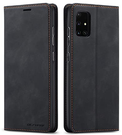 QLTYPRI Coque pour Samsung Galaxy A41, Housse en Cuir Premium PU Portefeuille Etui, [Fentes pour Cartes] [Fermoir Magnétique] [Stand Fonction] Flip Coque pour Samsung Galaxy A41 - Noir