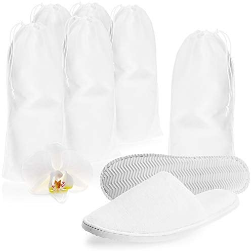 com-four® 6 Paia di Pantofole in Spugna Premium - Comode Pattine di Hotel - Ciabatte di Bagno Chiuse - Taglia 38/39 - Colore: bianco - Unisex
