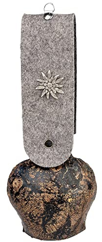 Enzianblau Hängende Dekoration Kuhschelle aus Glockenschmiede (Ø 60mm); Dekoration im Alpinen Lifestyle für Hochzeit, Geburtstag, Muttertag