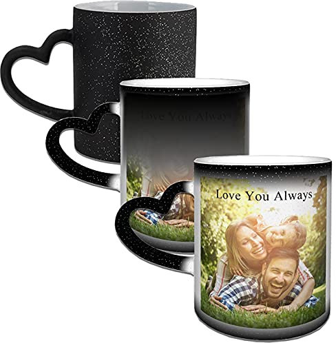 Slavna Personalised Mugs with Photo and Names Custom Colour Changing Mug Design Your Own Mug Customised White Ceramic Mug for Mum Dad Children Teachers Manager,13oz,3 Colors Available