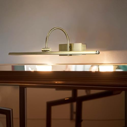 XXL LED Bilderleuchte in Messing-antik B:60cm schwenkbar klassisch Spiegelleuchte für Flur Bad Wohnzimmer Schlafzimmer Wandlampe Bilderlampe