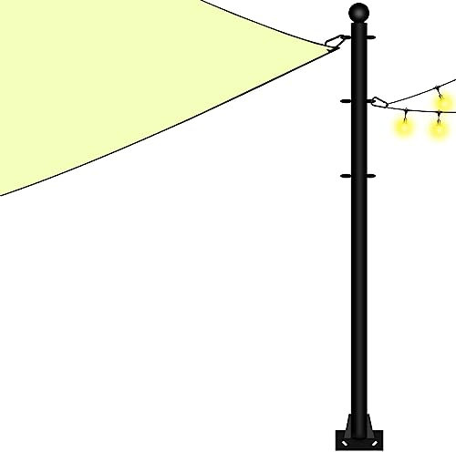 Sun Shade Sail Pole Kit Heavy Duty String Light Post Stand with Wire Rope Fastening Accessories for Outdoor Hanging Sun Shade Sail Canopy or Patio Decorations (1 Pack)