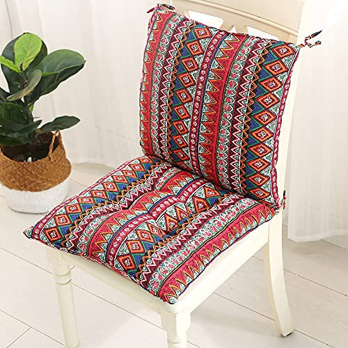 1 Stück Stuhlkissen mit Rückenteil Sitz,Gartenstuhlauflage Niedriglehner Polster Auflage,Rückenkissen mit Bänder,Gartenstuhl Polsterauflage Stuhlauflage Home Büro Sitzauflage Sitzkissen Sitzpolster