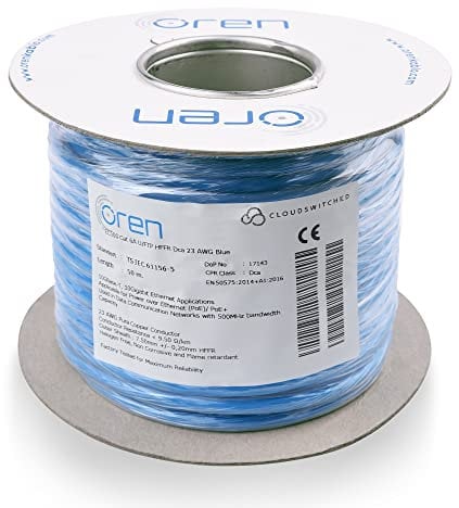 Oren CAT6A 50m Cable Ethernet - Alambre de Cobre Puro 23 AWG - Cable de Red LAN de Internet U/FTP de 500 MHz de Ancho de Banda, Libre de Halógenos, No Corrosivo, Ignífugo - 10 GbE