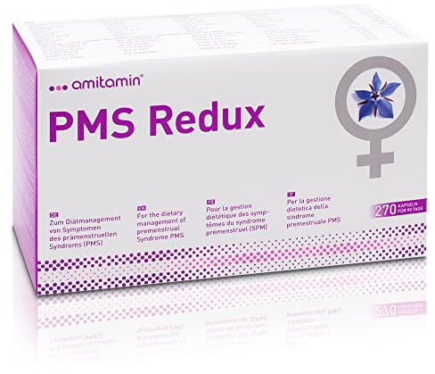 amitamin PMS Redux Komplex | Hormon Balance für Frauen | hochdosiert | erfolgreich klinisch getestet | 270 Kapseln l Folsäure, Vitamin B1, B6, B12, D, E Kupfer u.v.m. | Apothekenqualität seit 2010
