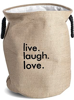 Zeller 14293 Wäschesammler Natural, Jute/Polyester, natur, ca. Ø 40 x 50 cm