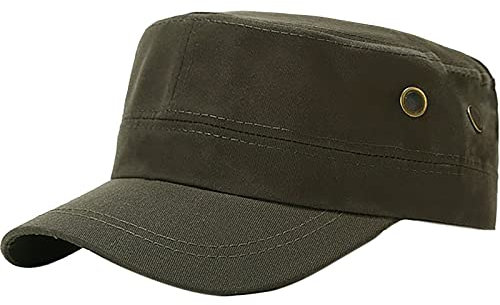 XYIYI Armeegrün Unisex Baumwoll Army Cap Baseball Cap Verstellbare Military Flat Kappe Cadet Hat