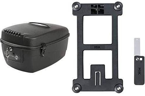 M-Wave Fahrradkoffer, schwarz, 17 l & Basil Unisex – Erwachsene MIK Adapterplatte, Black, One Size