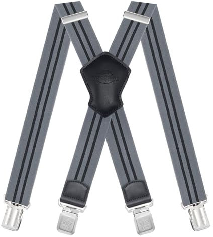 Dresime Hosenträger für Herren mit 4 starken Clips 4cm breit, X Form elastisch einstellbar Länge für Männer und Damen Overalls Jeans, Arbeitshosen, Jumpsuits, Motorradhosen, etc.