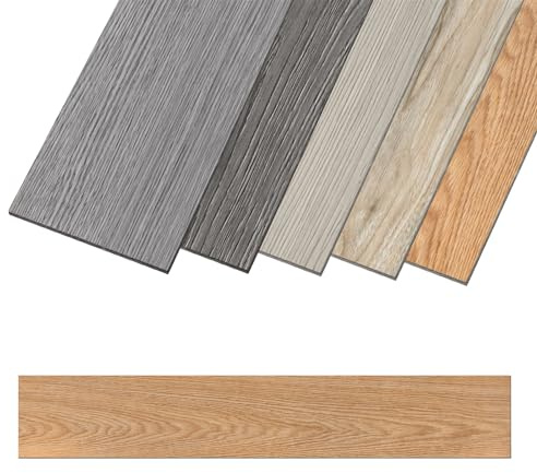 VA-Cerulean Lot de 18 revêtements de sol en PVC stratifié en vinyle antidérapant et imperméable - Autocollant - 2,51 m² - 91,44 x 15,24 cm - Épaisseur : 2 mm (18 pièces, type A)