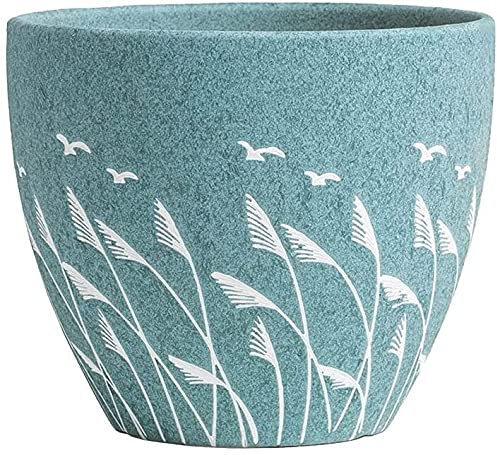 Moderner, Schlichter Keramik-Blumentopf, grüner Blumentopf für den Innenbereich, Wohnzimmer, Büro, Schreibtisch, Dekoration, Landschaft, im Topf, für Grünpflanzen, Kakteen, Kräuter, Pflanzen, Garten,