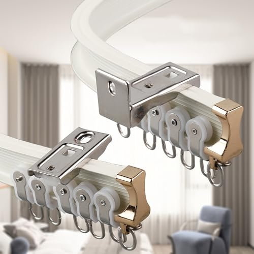 V3VOGUE Gardinenschiene Aus Aluminium Deckenschiene Gebogene Duschvorhang Schiene 100cm-660cm, Gerade Schiene, Mit Halterungen Für Decken- Und Wandmontage, Raumteiler Vorhangschiene