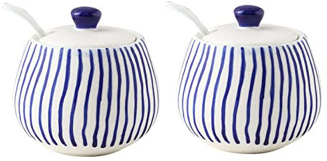 Azucarero, recipientes for especias, azucarero con tapa y cuchara, tarro de almacenamiento de azúcar, azucarero, recipiente de azúcar, tarro de especias, dispensador de azúcar for servir azúcar-azul 2