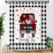 YOZSLGU Happy Valentine's Day Duschvorhang Schwarz Weiß Büffel Plaid Retro Auto Romantischer Stoff Badezimmer Dekor Vorhänge mit Haken