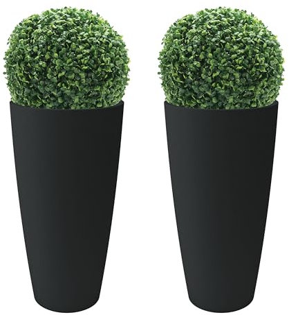 NICOLI VASO ALTO STYLE CM 36X70H INTERNO ESTERNO, SOTTOVASO ESTRAIBILE (2 PEZZI 36X70 CON 2 BOSSI ARTIFICIALI, ANTRACITE)