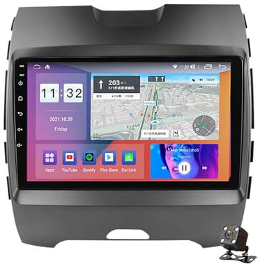 Android 12 Car Stereo 2 din Autoradio Carplay FM RDS Car Radio for F-ord Edge 2015-2018 Suppot DSP SWC GPS WiFi/BT Tethering Internet with Rear Camera WiFi Multimedia Player