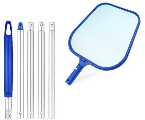 My Garden Swimming Pool Leaf Skimmer Net with Fine Mesh - 160cm Long Swimming Nets with Durable Aluminium Handle - Anti-Rust Pool Cleaning Skimmer Net for Leaves, Bugs & Debris