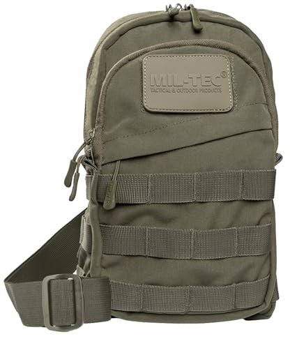 Mil-Tec Crossbody Bag Herren • Umhängetasche mit MOLLE-System • Taktische Molle Tasche • Crossbody Schultertasche für Outdoor, Wandern, Reisen, Alltag • Umhängetasche in Oliv
